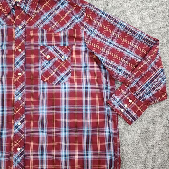 Wrangler Shirt Mens 2XL Plaid Western Pearl Snap Long Sleeve Button Up Casual - Picture 14 of 15